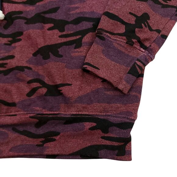 Sundry Hoodie Womens XS Oversized Plum Camo Stretch Slouchy  Boyfriend - Picture 4 of 11